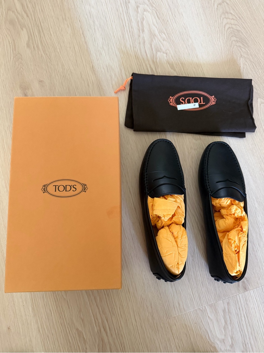 TOD'S Black Leather Penny Loafers for Women 38